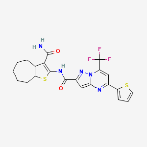 N-[3-(AMINOCARBONYL)-5,6,7,8-TETRAHYDRO-4H-CYCLOHEPTA[B]THIOPHEN-2-YL]-5-(2-THIENYL)-7-(TRIFLUOROMETHYL)PYRAZOLO[1,5-A]PYRIMIDINE-2-CARBOXAMIDE