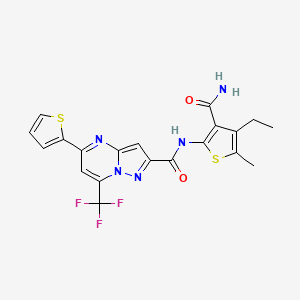 N-[3-(aminocarbonyl)-4-ethyl-5-methyl-2-thienyl]-5-(2-thienyl)-7-(trifluoromethyl)pyrazolo[1,5-a]pyrimidine-2-carboxamide