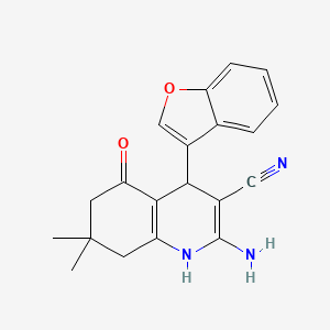 molecular formula C20H19N3O2 B4338550 2-amino-4-(1-benzofuran-3-yl)-7,7-dimethyl-5-oxo-1,4,5,6,7,8-hexahydro-3-quinolinecarbonitrile 