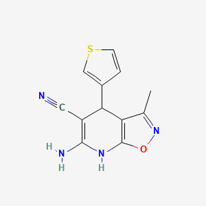 molecular formula C12H10N4OS B4338567 6-Amino-3-methyl-4-(thiophen-3-yl)-4,7-dihydro[1,2]oxazolo[5,4-b]pyridine-5-carbonitrile 