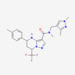 molecular formula C22H25F3N6O B4338588 N-[(1,3-DIMETHYL-1H-PYRAZOL-4-YL)METHYL]-N-METHYL-5-(4-METHYLPHENYL)-7-(TRIFLUOROMETHYL)-4H,5H,6H,7H-PYRAZOLO[1,5-A]PYRIMIDINE-3-CARBOXAMIDE 