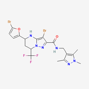 3-BROMO-5-(5-BROMO-2-FURYL)-7-(TRIFLUOROMETHYL)-N~2~-[(1,3,5-TRIMETHYL-1H-PYRAZOL-4-YL)METHYL]-4,5,6,7-TETRAHYDROPYRAZOLO[1,5-A]PYRIMIDINE-2-CARBOXAMIDE