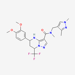 molecular formula C23H27F3N6O3 B4338598 5-(3,4-DIMETHOXYPHENYL)-N-[(1,3-DIMETHYL-1H-PYRAZOL-4-YL)METHYL]-N-METHYL-7-(TRIFLUOROMETHYL)-4H,5H,6H,7H-PYRAZOLO[1,5-A]PYRIMIDINE-3-CARBOXAMIDE 