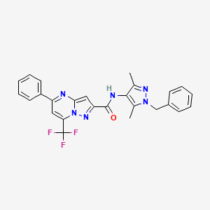 molecular formula C26H21F3N6O B4338606 N-(1-benzyl-3,5-dimethyl-1H-pyrazol-4-yl)-5-phenyl-7-(trifluoromethyl)pyrazolo[1,5-a]pyrimidine-2-carboxamide 