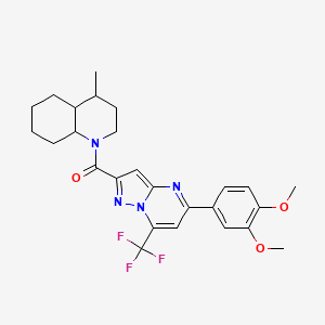 molecular formula C26H29F3N4O3 B4338611 [5-(3,4-DIMETHOXYPHENYL)-7-(TRIFLUOROMETHYL)PYRAZOLO[1,5-A]PYRIMIDIN-2-YL][4-METHYLOCTAHYDRO-1(2H)-QUINOLINYL]METHANONE 