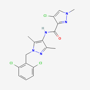 molecular formula C17H16Cl3N5O B4338618 4-chloro-N-[1-(2,6-dichlorobenzyl)-3,5-dimethyl-1H-pyrazol-4-yl]-1-methyl-1H-pyrazole-3-carboxamide 