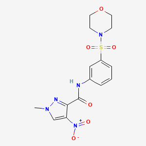 molecular formula C15H17N5O6S B4338625 1-methyl-N-(3-morpholin-4-ylsulfonylphenyl)-4-nitropyrazole-3-carboxamide 