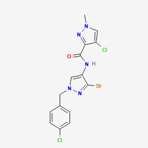 molecular formula C15H12BrCl2N5O B4338632 N-[3-bromo-1-(4-chlorobenzyl)-1H-pyrazol-4-yl]-4-chloro-1-methyl-1H-pyrazole-3-carboxamide 