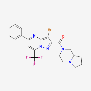 molecular formula C21H19BrF3N5O B4338635 [3-bromo-5-phenyl-7-(trifluoromethyl)pyrazolo[1,5-a]pyrimidin-2-yl](hexahydropyrrolo[1,2-a]pyrazin-2(1H)-yl)methanone 