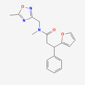 molecular formula C18H19N3O3 B4338662 3-(2-furyl)-N-methyl-N-[(5-methyl-1,2,4-oxadiazol-3-yl)methyl]-3-phenylpropanamide 