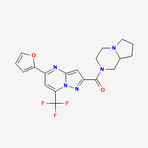 molecular formula C19H18F3N5O2 B4338675 [5-(furan-2-yl)-7-(trifluoromethyl)pyrazolo[1,5-a]pyrimidin-2-yl](hexahydropyrrolo[1,2-a]pyrazin-2(1H)-yl)methanone CAS No. 438530-92-8