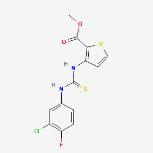 molecular formula C13H10ClFN2O2S2 B4338683 Methyl 3-{[(3-chloro-4-fluorophenyl)carbamothioyl]amino}thiophene-2-carboxylate 