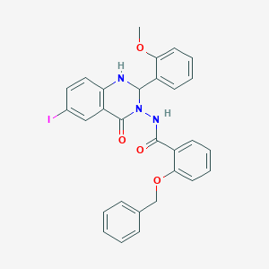 molecular formula C29H24IN3O4 B4338704 2-(benzyloxy)-N-[6-iodo-2-(2-methoxyphenyl)-4-oxo-1,4-dihydro-3(2H)-quinazolinyl]benzamide 