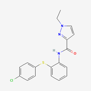 molecular formula C18H16ClN3OS B4338718 N-{2-[(4-chlorophenyl)sulfanyl]phenyl}-1-ethyl-1H-pyrazole-3-carboxamide 