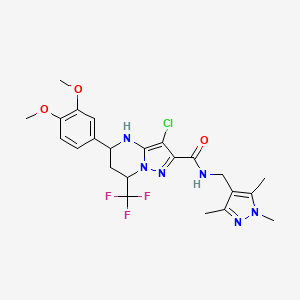 3-CHLORO-5-(3,4-DIMETHOXYPHENYL)-7-(TRIFLUOROMETHYL)-N~2~-[(1,3,5-TRIMETHYL-1H-PYRAZOL-4-YL)METHYL]-4,5,6,7-TETRAHYDROPYRAZOLO[1,5-A]PYRIMIDINE-2-CARBOXAMIDE