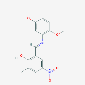 molecular formula C16H16N2O5 B433875 2-{(E)-[(2,5-dimethoxyphenyl)imino]methyl}-6-methyl-4-nitrophenol 