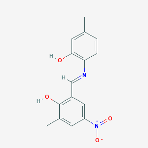 molecular formula C15H14N2O4 B433877 2-{[(2-Hydroxy-4-methylphenyl)imino]methyl}-4-nitro-6-methylphenol 