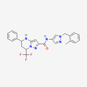 molecular formula C25H23F3N6O B4338770 N-[1-(2-methylbenzyl)-1H-pyrazol-4-yl]-5-phenyl-7-(trifluoromethyl)-4,5,6,7-tetrahydropyrazolo[1,5-a]pyrimidine-2-carboxamide 