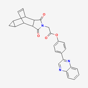 4-(2-QUINOXALINYL)PHENYL 2-(3,5-DIOXO-4-AZATETRACYCLO[5.3.2.0~2,6~.0~8,10~]DODEC-11-EN-4-YL)ACETATE