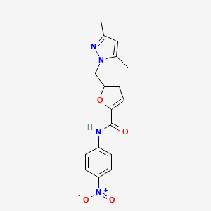 molecular formula C17H16N4O4 B4338826 5-[(3,5-dimethyl-1H-pyrazol-1-yl)methyl]-N-(4-nitrophenyl)-2-furamide 