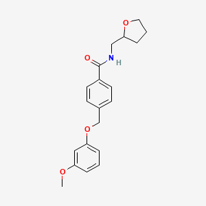 molecular formula C20H23NO4 B4338845 4-[(3-methoxyphenoxy)methyl]-N-(tetrahydro-2-furanylmethyl)benzamide 