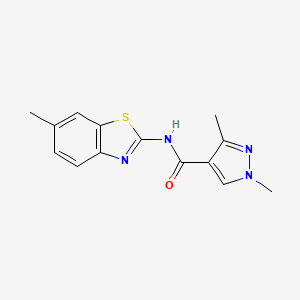 molecular formula C14H14N4OS B4338874 1,3-dimethyl-N-(6-methyl-1,3-benzothiazol-2-yl)-1H-pyrazole-4-carboxamide 