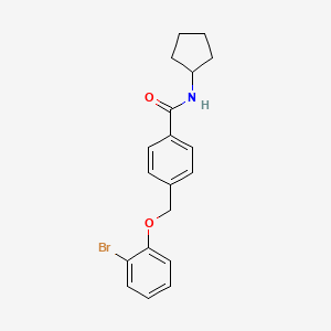 molecular formula C19H20BrNO2 B4338940 4-[(2-bromophenoxy)methyl]-N-cyclopentylbenzamide 