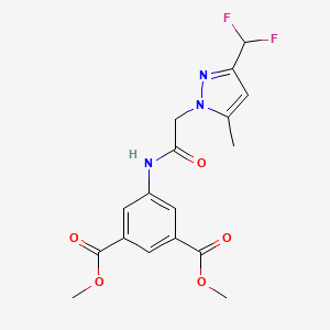 molecular formula C17H17F2N3O5 B4338980 DIMETHYL 5-({2-[3-(DIFLUOROMETHYL)-5-METHYL-1H-PYRAZOL-1-YL]ACETYL}AMINO)ISOPHTHALATE 