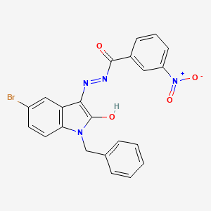 molecular formula C22H15BrN4O4 B4338987 N'-[(3E)-1-Benzyl-5-bromo-2-oxo-2,3-dihydro-1H-indol-3-ylidene]-3-nitrobenzohydrazide 