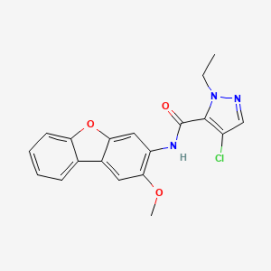 molecular formula C19H16ClN3O3 B4339015 4-chloro-1-ethyl-N-(2-methoxydibenzo[b,d]furan-3-yl)-1H-pyrazole-5-carboxamide 