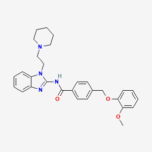 molecular formula C29H32N4O3 B4339019 4-[(2-methoxyphenoxy)methyl]-N-{1-[2-(1-piperidinyl)ethyl]-1H-benzimidazol-2-yl}benzamide 