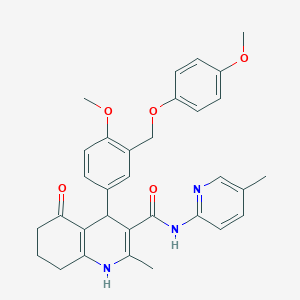 4-{4-METHOXY-3-[(4-METHOXYPHENOXY)METHYL]PHENYL}-2-METHYL-N-(5-METHYL-2-PYRIDYL)-5-OXO-1,4,5,6,7,8-HEXAHYDRO-3-QUINOLINECARBOXAMIDE