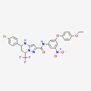 molecular formula C28H23BrF3N5O5 B4339110 5-(4-bromophenyl)-N-[3-(4-ethoxyphenoxy)-5-nitrophenyl]-7-(trifluoromethyl)-4,5,6,7-tetrahydropyrazolo[1,5-a]pyrimidine-2-carboxamide 