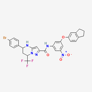 5-(4-bromophenyl)-N-[3-(2,3-dihydro-1H-inden-5-yloxy)-5-nitrophenyl]-7-(trifluoromethyl)-4,5,6,7-tetrahydropyrazolo[1,5-a]pyrimidine-2-carboxamide