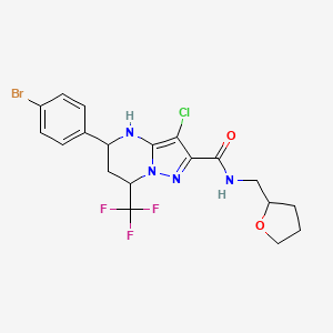 molecular formula C19H19BrClF3N4O2 B4339127 5-(4-bromophenyl)-3-chloro-N-(tetrahydro-2-furanylmethyl)-7-(trifluoromethyl)-4,5,6,7-tetrahydropyrazolo[1,5-a]pyrimidine-2-carboxamide 