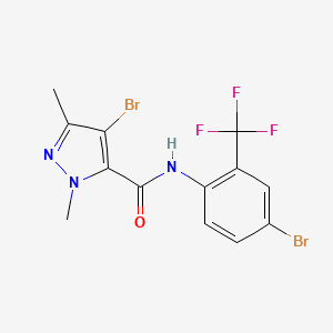 molecular formula C13H10Br2F3N3O B4339140 4-bromo-N-[4-bromo-2-(trifluoromethyl)phenyl]-1,3-dimethyl-1H-pyrazole-5-carboxamide 