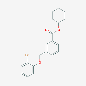 molecular formula C20H21BrO3 B4339158 cyclohexyl 3-[(2-bromophenoxy)methyl]benzoate 