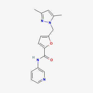 molecular formula C16H16N4O2 B4339254 5-[(3,5-dimethyl-1H-pyrazol-1-yl)methyl]-N-3-pyridinyl-2-furamide 