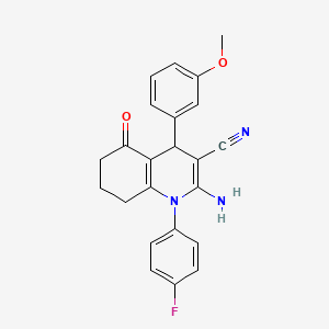 molecular formula C23H20FN3O2 B4339263 2-amino-1-(4-fluorophenyl)-4-(3-methoxyphenyl)-5-oxo-1,4,5,6,7,8-hexahydro-3-quinolinecarbonitrile 