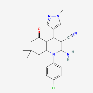 2-amino-1-(4-chlorophenyl)-7,7-dimethyl-4-(1-methyl-1H-pyrazol-4-yl)-5-oxo-1,4,5,6,7,8-hexahydro-3-quinolinecarbonitrile