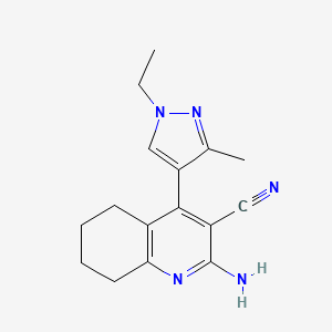 2-amino-4-(1-ethyl-3-methyl-1H-pyrazol-4-yl)-5,6,7,8-tetrahydro-3-quinolinecarbonitrile