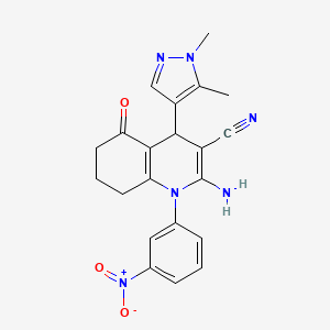 2-amino-4-(1,5-dimethyl-1H-pyrazol-4-yl)-1-(3-nitrophenyl)-5-oxo-1,4,5,6,7,8-hexahydro-3-quinolinecarbonitrile