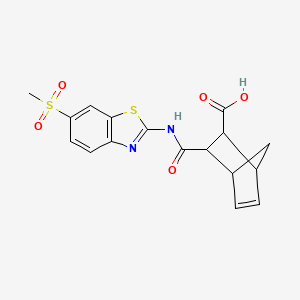 molecular formula C17H16N2O5S2 B4339338 3-({[6-(methylsulfonyl)-1,3-benzothiazol-2-yl]amino}carbonyl)bicyclo[2.2.1]hept-5-ene-2-carboxylic acid 