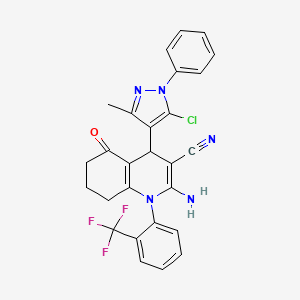 2-amino-4-(5-chloro-3-methyl-1-phenyl-1H-pyrazol-4-yl)-5-oxo-1-[2-(trifluoromethyl)phenyl]-1,4,5,6,7,8-hexahydro-3-quinolinecarbonitrile