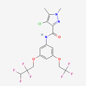 molecular formula C17H15ClF7N3O3 B4339356 4-chloro-1,5-dimethyl-N-[3-(2,2,3,3-tetrafluoropropoxy)-5-(2,2,2-trifluoroethoxy)phenyl]-1H-pyrazole-3-carboxamide 