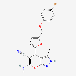 6-AMINO-4-{5-[(4-BROMOPHENOXY)METHYL]-2-FURYL}-3-METHYL-1,4-DIHYDROPYRANO[2,3-C]PYRAZOL-5-YL CYANIDE