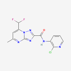 molecular formula C13H9ClF2N6O B4339398 N-(2-chloro-3-pyridinyl)-7-(difluoromethyl)-5-methyl[1,2,4]triazolo[1,5-a]pyrimidine-2-carboxamide 