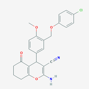 2-AMINO-4-{3-[(4-CHLOROPHENOXY)METHYL]-4-METHOXYPHENYL}-5-OXO-5,6,7,8-TETRAHYDRO-4H-CHROMEN-3-YL CYANIDE