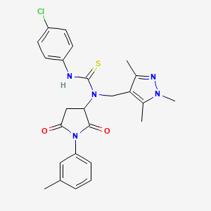 molecular formula C25H26ClN5O2S B4339448 N'-(4-CHLOROPHENYL)-N-[1-(3-METHYLPHENYL)-2,5-DIOXOTETRAHYDRO-1H-PYRROL-3-YL]-N-[(1,3,5-TRIMETHYL-1H-PYRAZOL-4-YL)METHYL]THIOUREA 