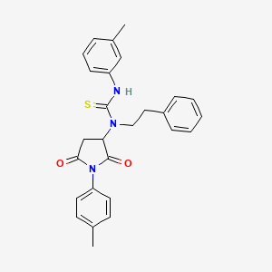 molecular formula C27H27N3O2S B4339470 N'-(3-METHYLPHENYL)-N-[1-(4-METHYLPHENYL)-2,5-DIOXOTETRAHYDRO-1H-PYRROL-3-YL]-N-PHENETHYLTHIOUREA 